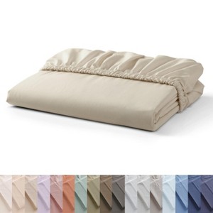 LISM 100% Cotton Fitted Sheet Deep Pocket Fitted Sheet, Fits Mattress Upto 16" - 1 of 4