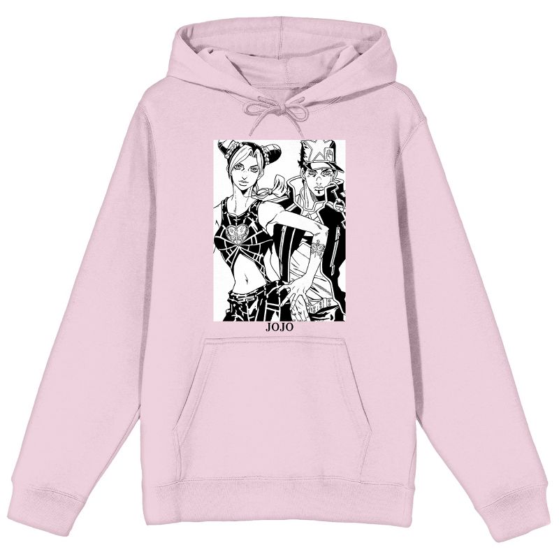 Jojo's Bizarre Adventure Stone Ocean Jolyne Jotaro Long Sleeve Cradle Pink Hooded Sweatshirt, 1 of 3