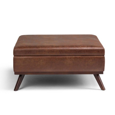 36 Ethan Coffee Table Storage Ottoman, Distressed Leather Ottoman Coffee Table