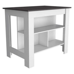 FONTOI Kitchen Island with Four Legs&Three Open Storage Shelves, Kitchen Table for Home, White&Oak, 40.5"*35.4"*27.5" - 1 of 4