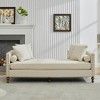 75.2''W Chenille Upholstered Chaise Lounge with Rubberwood Legs & Nailheads Armrests, Daybed With 4 Throw Pillows & 2 Bolsters - ModernLuxe - 2 of 4