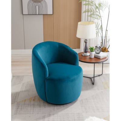 Teal Teddy Fabric Swivel Armchair Bucket Chair with Black Powder Coating