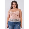Slickblue Plus Size Sleeveless Lace Bustier Top with Halter Neck Nylon Spandex Blend, Dusty Rose, 1XL - 2 of 4