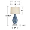 Possini Euro Design Teresa Modern Coastal Table Lamp with Square Riser 32 1/2" Tall Teal Blue Drip Ceramic Beige Drum Shade for Bedroom Living Room - 4 of 4
