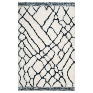 Ivory/Blue Abstract Tufted Area Rug - (5