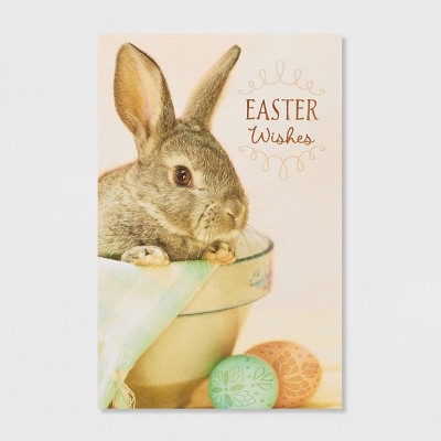 Bunny 'Easter Wishes' Greeting Card with Foil