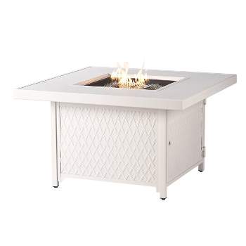 42" Square Aluminum 55000 BTUs Propane  Timeless Fire Table with 2 Covers - Oakland Living
