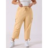 Agnes Orinda Women's Plus Size Drawstring Elastic Waist Cargo Pants with Pockets - 2 of 4