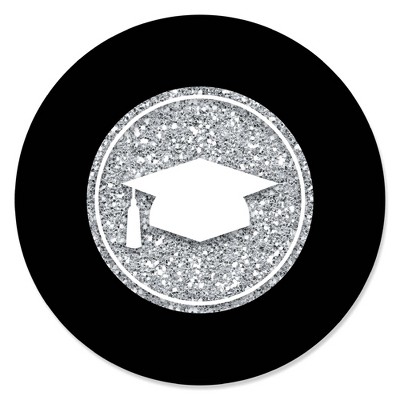 Big Dot of Happiness Silver Tassel Worth The Hassle - Graduation Party Circle Stickers - 24 Count