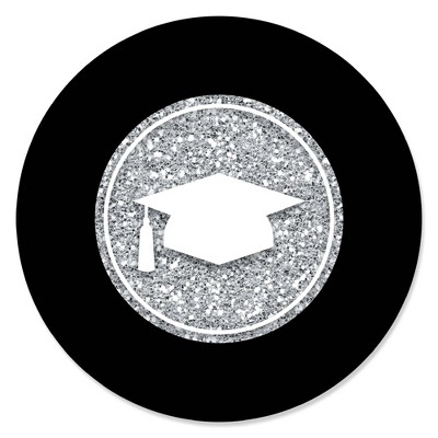 Big Dot of Happiness Silver Tassel Worth The Hassle - Graduation Party Circle Stickers - 24 Count