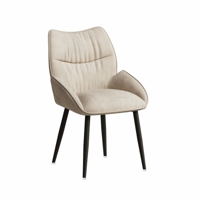 Lirago Luxury Velvet Dining Chair Two-Piece Set-Modern Minimalist Beige Design with High Rebound Cushion & Metal Frame