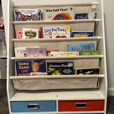 Toddler Book Shelf Organizer - Wooden Kids Book Case Storage & Magazine Rack  With 5 Multicolored Nylon Fabric Shelves - Easy-to-reach Kids Bookshelf :  Target