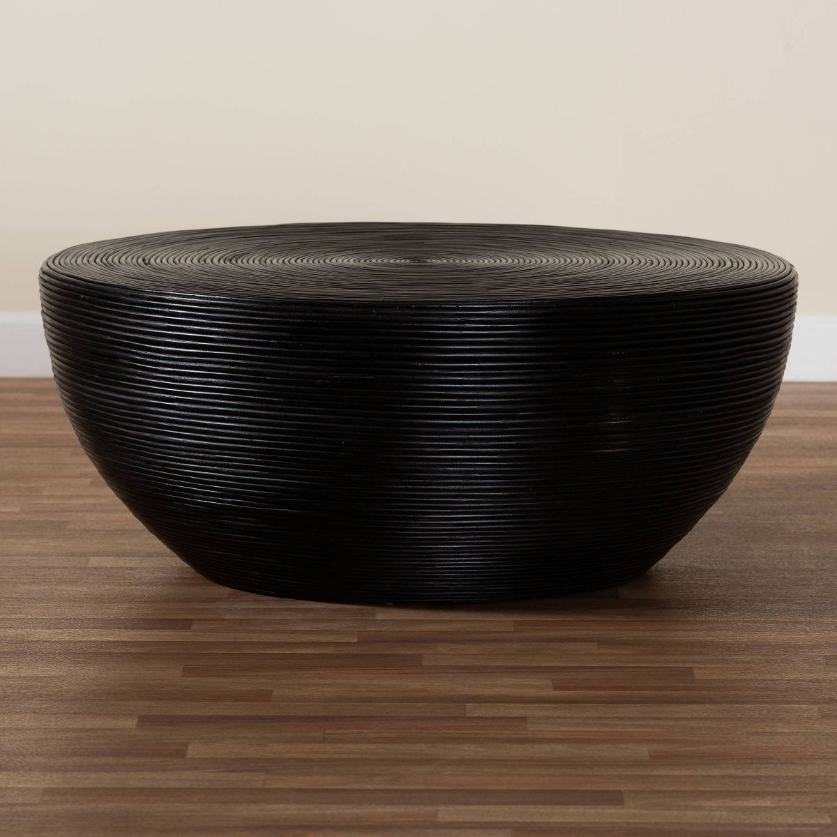 bali & pari Tokyo Laminated Natural Rattan Coffee Table Black - thumbnail 7