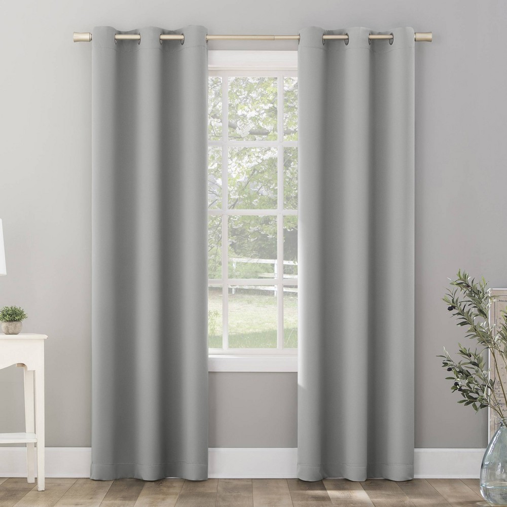 Photos - Curtains & Drapes 40"x95" Sun Zero Blackout Riley Kids' Bedroom Grommet Curtain Panel Silver