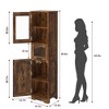 67¡± Tall Narrow Bathroom Storage Cabinet, Slim Freestanding Linen Cabinet with Glass Doors, Drawer & Adjustable Shelf - 2 of 4