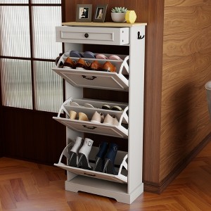KTMBDW Shoe Storage Cabinet with 1 Drawer, 3 Flip Drawers, Freestanding Shoe Cabinet Organizer with Adjustable Shelf, Shoe Cabinet for Entryway, White - 1 of 4