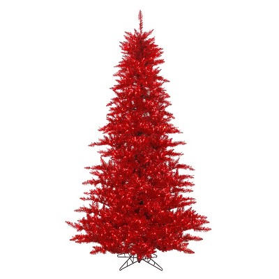 Vickerman Tinsel Red 3 Foot Prelit Slim Pencil Artificial Christmas Tree with LED Lights for Holiday Season