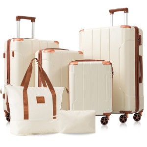 Whisen 6-Piece Hardshell Luggage Set with 16"/20"/24"/28" Dual Wheels Suitcases and 2 Weekender Bags - 1 of 4