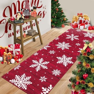 Washable Rug Christmas Rug Non Slip, Snowflake Printed Carpet - 1 of 4