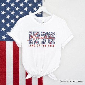 Retro America 1776 Floral T-Shirt, Land of the Free Patriotic Tee| OrnamentallyYou - 1 of 4