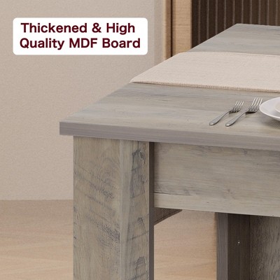 63" Gray MDF Rectangular Farmhouse Dining Table for 4-6