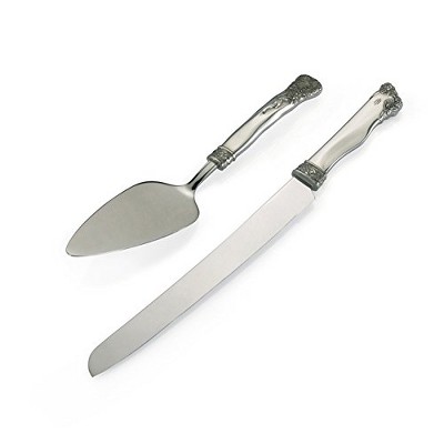Royal Selangor Hand Finished Wedding Collection Pewter Roses Cake Knife and Server Set Gift