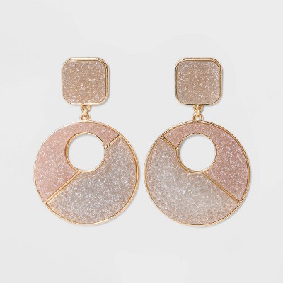 SUGARFIX by BaubleBar Two-Tone Druzy Drop Earrings - Champagne/Light Gray