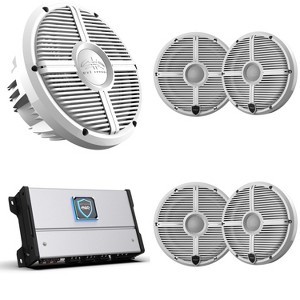Wet Sounds HTM-6 - HTM Series Amplifier 900W Full-Range Class-D RMS @4 OHM, Two pairs RECON 6 XW-W 6.5" 60-W RMS Coax Speakers With White XW Grille... - 1 of 4