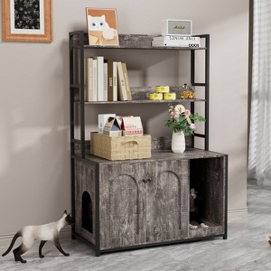 KTMBDW Litter Box Enclosure with 2 Storage Shelves, 2-in-1 Hidden Cat Litter Box Enclosure Furniture with Shelf, 52-Inch - 1 of 4