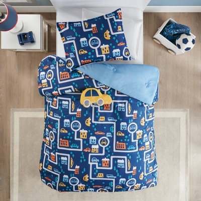 Twin Ryan Traveling Cars Printed Comforter Set Navy