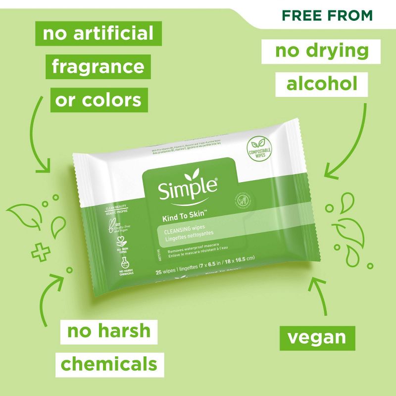 Simple Kind to Skin Facial Wipes - Unscented - 25ct, 6 of 15