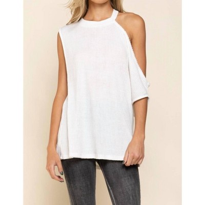 Women's One Shoulder Ribbed Top - POL
