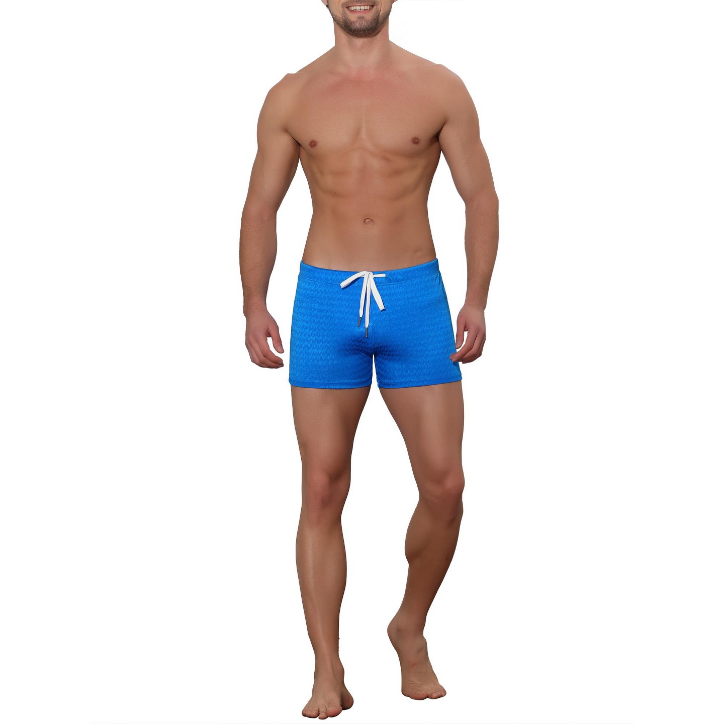 Lars Amadeus Men's Solid Color Drawstring Waist Summer Beach Swimming Trunks 2 Pack Blue/Green, цвет: Синий — фото 2