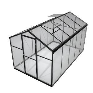 Gulches 6x10FT Walk in Polycarbonate Greenhouse Aluminum Frame Lockable Door Adjustable Roof Vent UV Guard Quick Setup Backyard Patio - 1 of 4