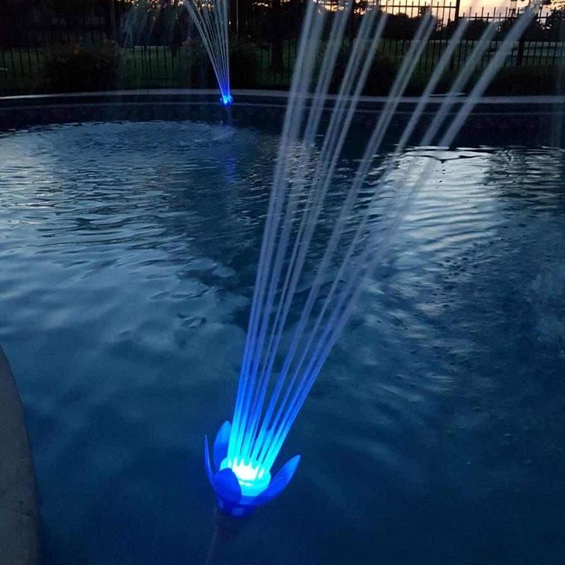 Magic Pool Fountain Multicolor LED Water Powered Swimming Pool Fountain w/Color Changing Light Bulb, Pool Jet Powered No Electricity, Red, Green, Blue, 4 of 7
