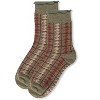 Memoi Women's Houndstooth Plaid Roll Cuff Crew Socks - 3 of 4