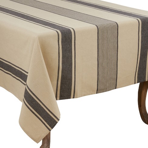 Saro Lifestyle Banded Design Farmhouse Tablecloth, Natural, 72