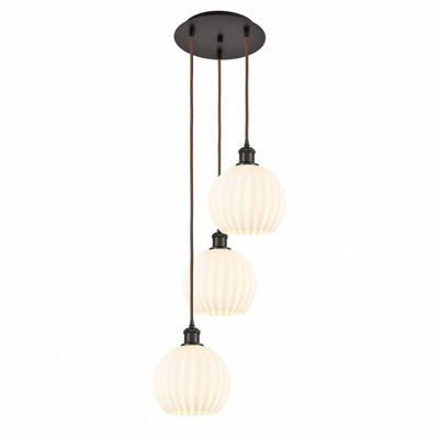 White Venetian - 3 Light Cord Hung Multi Pendant In Modern Style-30.75 Inches Tall and 14.5 Inches Wide
