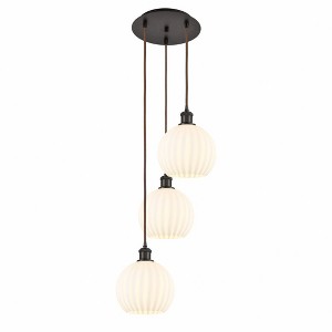 White Venetian - 3 Light Cord Hung Multi Pendant In Modern Style-30.75 Inches Tall and 14.5 Inches Wide - 1 of 1
