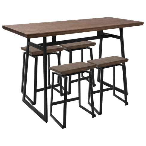 5pc Geo Industrial Counter Dining Sets Black/Brown - LumiSource - image 1 of 4