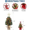 Small Christmas Tree with Top Star & Lights, Tabletop Artificial Pine Tree with Red Berries & Pine Cones - 2 of 4