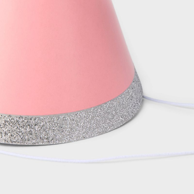 10ct 4&#34; Glittered Party Hats Silver - Spritz&#8482;, 4 of 8