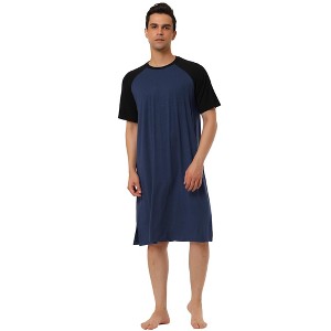 Lars Amadeus Men's Comfy Lounge Soft Loose Short Sleeves Sleep Nightgown - 1 of 4