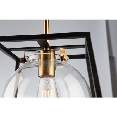 Black and Brass Globe Pendant Light with Clear Glass Shade