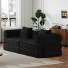 2-Seater Convertible Sofa Bed with Space-Saving Design, Modular Folding Floor Sofa with Side Storage Pockets, Chenille Fabric Sofa-Coolbibila - 3 of 4