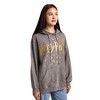 Harry Potter Stars & Hogwarts Crest Women's Gray Mineral Wash Long Sleeve Fleece Hooded Sweatshirt - 3 of 4