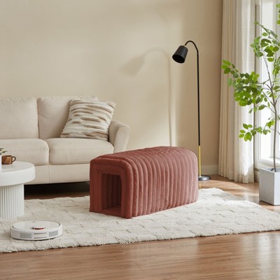 CAVINAS Storage Ottoman Bench, Ottoman Bench Storage Foot Rest for Couch Pet Supplies Corduroy Bench Cat's Nest to Hide for the Living Room