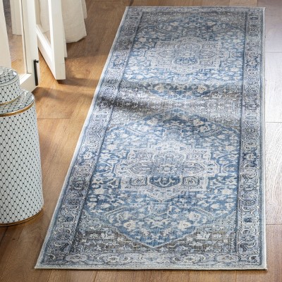 Vintage Charcoal and Blue Persian Runner Rug