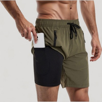 Anna-Kaci Swim Men's Swim Trunks with Zipper Pockets and Adjtable Drawstring Waistband for Everyday Comfort - Small, Olive Green — фото 4