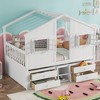 JUJABU Full Size Loft Bed with Playhouse Roof and Windows, Wooden Frame with Ladder, Guardrails, and 4 Built-In Storage Drawers - 4 of 4